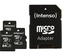 MICROSD 64GB PREMIUM CONFEZIONE DA 3 ADATTATORE SD VELOCITÀ ALTA CLASS 10