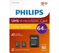 MICROSD 64GB SCHEDE MEMORIA VELOCE MICROSDHC ADATTATORE SD A1 U1 80MB S COMPATIB