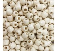 Microsfere per grandi buchi, Perline di legno for macramè con foro grande, 12 mm x 10 mm, foro 5,5 mm, multicolore, confezione da 500 o 1000 pezzi(White,500)