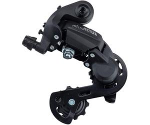 microSHIFT | Deragliatore posteriore M21 | 6 e 7 velocità | Gabbia lunga | Nero