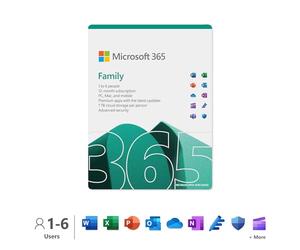 Microsoft 365 Family | 12-Month Subscription | Up to 6 People | Word, Excel, PowerPoint | 1TB OneDrive Cloud Storage | PC/Mac Download | Activation Required