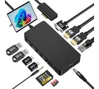 Microsoft Surface Dock, 12 in 1 Surface Pro Docking Station Triple Display Dual HDMI+VGA, Ethernet SD/TF Audio 4* USB, Dock per Surface Pro 11/10/9/8/X/7/6/5, Surface Laptop 7/Go, Surface Book