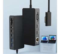 Microsoft Surface Dock Triple Display con Alimentatore, 12 in 1 Surface Pro Docking Station Dual 4K HDMI+VGA per Surface Pro 9/8/X/7/6/5/4/3, Surface Laptop Go/5/4/3/2/1, Surface Book 3/2/1