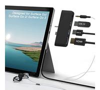 Microsoft Surface Go Docking Station, accessorio 4 in 1 con HDMI 4K + hub porta USB 3.0 + adattatore audio da 3,5 mm per Surface Pro e Go