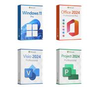 Microsoft Windows 11 Pro + Microsoft Office 2024 Professional Plus + Microsoft Project 2024 Professional + Microsoft Visio 2024 Professional Licenza per 3 PC