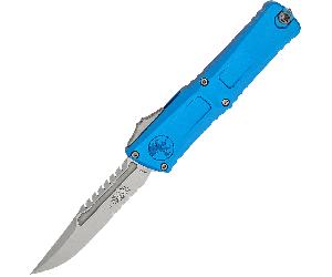 Microtech COMBAT TROODON GEN III INTERCEPTOR STONEWASH PARZIALMENTE SEGHETTATO BLU SIGNATURA
