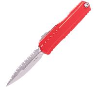 Microtech CYPHER II D/E STONEWASH FULL SERRATE RED 1242-12RD