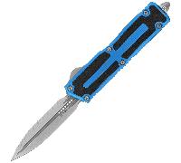 Microtech SCARAB II GEN III D/E STONEWASH FULL SERRATE BLUE 1280-12BL