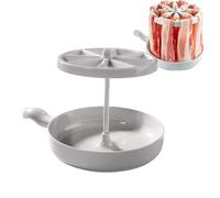Microwave Bacon Tray, Non-Stick Grill Plate, Compact Fast Cooking, Silicone Grease Brush and Secure Tongs, Fat-Reducing BBQ Tool for Home Kitchen Use, 10.24x7.09x1.46 inches
