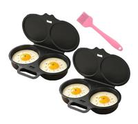 Microwave Egg Poacher, 2 Eggs Dual Cavity Egg Cooker with Lid & Handle (Dark Gray)