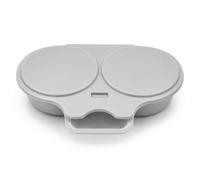 Microwave Egg Poacher, Dual Cavity Cooker with Lid and Handle, Dark Gray (Light Gray)