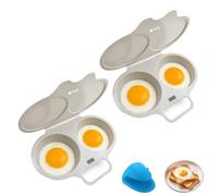 Microwave Egg Poacher With Lid & Handle, Dual Cavity Nonstick Cooker (2Pcs-F)