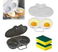 Microwave Egg Poacher With Lid & Handle, Dual Cavity Plastic Microwave Egg Poacher to poach 2 eggs, Quick Oil-Free Cooking, No Oil Splash Proof Quick (2PCS-MIX)
