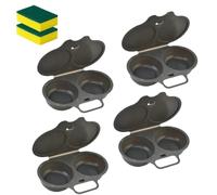 Microwave Egg Poacher With Lid & Handle, Dual Cavity Plastic Microwave Egg Poacher to poach 2 eggs, Quick Oil-Free Cooking, No Oil Splash Proof Quick (4PCS-Black)