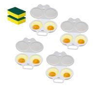 Microwave Egg Poacher With Lid & Handle, Dual Cavity Plastic Microwave Egg Poacher to poach 2 eggs, Quick Oil-Free Cooking, No Oil Splash Proof Quick (4PCS-White)