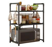 Microwave Oven Rack Stand - Expandable Microwave Shelf | Adjustable Microwave Oven Rack | Adjustable Kitchen Counter Organizer Shelves | Space-Saving Kitchen Shelf With Storage Organizer For Pots Pan