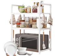 Microwave Oven Rack Stand - Expandable Microwave Shelf | Adjustable Microwave Oven Rack | Adjustable Kitchen Counter Organizer Shelves | Space-Saving Kitchen Shelf With Storage Organizer For Pots Pan