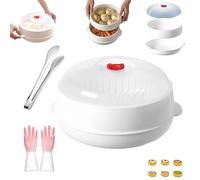 Microwave Oven Steamer, 2025 Upgraded Multifunctional Microwave Vegetable Steamer with a Transparent Lid and Tray,Kitchen Cooking Steamers for Cooking Dumplings, Vegetable (Single,2PCS)