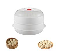 Microwave Oven Steamer, Multifunctional Microwave Steamer Containers With Lid and Tray, Layered Water Storage Design, for Vegetable, Cooking Dumplings, Rice (2 - Layer)