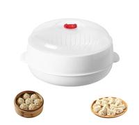 Microwave Oven Steamer, Multifunctional Microwave Steamer Containers With Lid and Tray, Layered Water Storage Design, for Vegetable, Cooking Dumplings, Rice (1 - Layer)