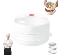 Microwave Oven Steamer, Multifunctional Microwave Vegetable Steamer, Layered Water Storage Design, Food-Grade PP5 Material, for Steamed Bread, Dumplings, Vegetables (Two)
