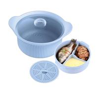 Microwave Oven Steamer - Silicone Compartment Cooker Bowl for Vegetables, Fish, and Pasta with Steam Vent Lid Healthy Cooking, Kitchen Cookware Home Baby Food Preparation, 9.06in