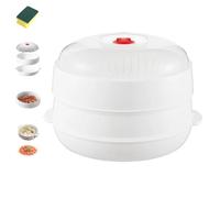 Microwave Oven Steamer with Lid and Tray, 2025 New Microwave Oven Steamer with Lid and Tray, Layered Water Storage Design for Cooking Dumplings, Vegetable (2 layers)