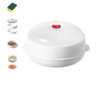 Microwave Oven Steamer with Lid and Tray, 2025 New Microwave Oven Steamer with Lid and Tray, Layered Water Storage Design for Cooking Dumplings, Vegetable (1 layer)