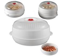 Microwave Oven Steamer With Lid And Tray, Large Capacity Kitchen Basket With Lid And Tray Suitable For Microwave Oven Heating And Keeping Food Warm, Vegetable, Cooking Dumplings(single layer)
