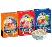 Microwave Pop Corn Mix SWEET, SALTED CARAMEL e SALT Popcorn da Microonde Dolci, Salati e al Caramello Salato 3x90g con mini Ciotola Omaggio [3 Scatole]