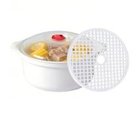 Microwave Steamer - Kitchen Cooking Container with Lid, Microwave-Safe Steamer with Anti-Scalding, Non-Slip Handle | Multi-Functional Food Steaming Box for Noodles, Dumplings, Bread, Vegetables, Home