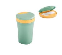 Microwave - Tazza da zuppa per cereali con cucchiaio, contenitore con coperchio, bicchiere per yogurt, To-Go, contenitore per alimenti per microonde, 400 ml (verde)