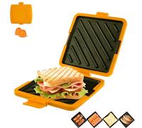 Microwave Toastie Sandwich Maker, Mini Grill Toastie Sandwich Make, Wireless Panini Press with Nonstick Plate, No Electricity, for Home Office Travels (Orange)