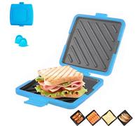 Microwave Toastie Sandwich Maker, Mini Grill Toastie Sandwich Make, Wireless Panini Press with Nonstick Plate, No Electricity, for Home Office Travels (Blue)