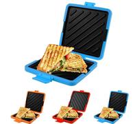 Microwave Toastie Sandwich Maker, Wireless Toastie Maker Nonstick Plate, with Adjustable Silicone Straps, for Cooking Delicious Crispy Sandwiches (Blue)