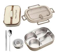 Microwaveable Stainless Steel Insulated Bento Box, Stainless Steel Lunch Box for Adults, Large Capacity Partition for Company,Travel (4 compartments,1500ml)