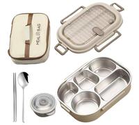Microwaveable Stainless Steel Insulated Bento Box, Stainless Steel Lunch Box for Adults, Large Capacity Partition for Company,Travel (5 compartments,1500ml)