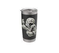 Mictlantecuhtli Azteco Dio della Morte Maya Blackwork Bicchiere termico in acciaio inox doppia parete
