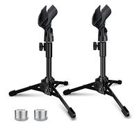 Mictop Confezione da 2 supporti per microfono da scrivania, treppiede pieghevole portatile con clip per microfono, supporto regolabile per microfono dinamico come Samson Q2U Shure SM58 SM57 PGA48