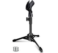 Mictop Supporto per microfono da tavolo, portatile, pieghevole, con supporto per microfono e vite regolabile da 5/8" maschio a 3/8" femmina