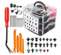 MICTUNING Kit assortito di 680 clip di fissaggio a pressione per auto, 22 misure più popolari, rivetti per parafanghi con fascette per cavi, strumenti di rimozione per GM, Ford, Toyota, Honda