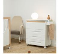 Micuna Dolce Magic - Fasciatoio neonato con Cassettiera e Vaschetta bagnetto Estraibile colore Bianco Naturale