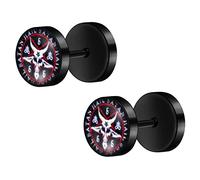 MicVivien 16G Orecchini a Bottone per Uomo Donna Acciaio Inossidabile Rotondo Orecchini con modello Yin Yang/Capre/Tridente/Stella Piercing Punk Orecchini a Vite Finto tunnel