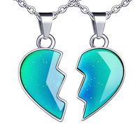 MicVivien 2 Pezzi BFF Collane Donna Ragazza Collana Amicizia Pendente Catena Migliori Amici, 4 Stili Disponibili Ciondolo Cuore Cambi di Colore a Diverse Temperature