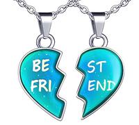 MicVivien 2 Pezzi BFF Collane Donna Ragazza Collana Amicizia Pendente Catena Migliori Amici, 4 Stili Disponibili Ciondolo Cuore Cambi di Colore a Diverse Temperature