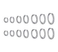 MicVivien 7 Paia Orecchini Cerchio 10-22mm Per Donna Uomo in Acciaio Inossidabile Cartilagine Orecchini Huggie Lobo Helix Piercing Gioielli Orecchini a Cerchio Hinged, fascia 2.5mm