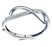MicVivien Anelli Donna Infinito Argento 925, Simbolo dell'infinito con Diamante Simulato Zirconi Anelli di fidanzamento Donna Regolabili per Ragazze Fidanzata