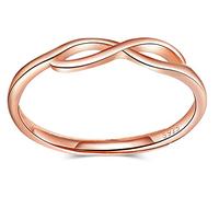 MicVivien Anelli Donna Infinito Argento 925, Simbolo dell'infinito in Oro rosa Anelli di fidanzamento Donna Regolabili, Semplice Anello per Ragazze Fidanzata