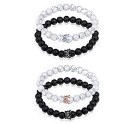 MicVivien Bracciali in Vera Pietre Naturali con Sacchetto Regalo per Uomo e DonnaDistanza Coppia Bracciale con CZ Corona re & Queen