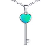 MicVivien Collana Cambia Colore con Ciondolo Cuore Chiave per Donna Ragazze, Collane Emozioni Rilevamento di Temperatura in Acciaio Inox